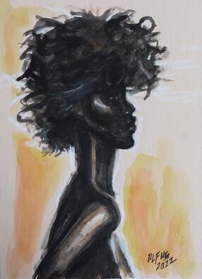 Hampton Olfus; Her, 2023, Original Painting Acrylic, 5 x 8 inches. Artwork description: 241 This image is from a group of small acrylic paintings, I created in 2023. This is a portrait of an attractive young woman in profile. I was impressed by the status nature of her pose. ...