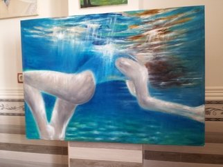 Homayoun Amani; Underwater Relaxing, 2018, Original Painting Oil, 115 x 80 cm. 