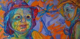 Inna Kulagina; Faster Than The Wind, 2005, Original Painting Oil, 100 x 50 cm. Artwork description: 241 This is double portrait of my son Alexander. He tries to descover the World around him.Catch me if you can! I think this the theam of all babies at this age!...