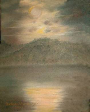 Barbara Honsberger; Misty Moonlight, 2009, Original Painting Oil, 11 x 14 inches. 