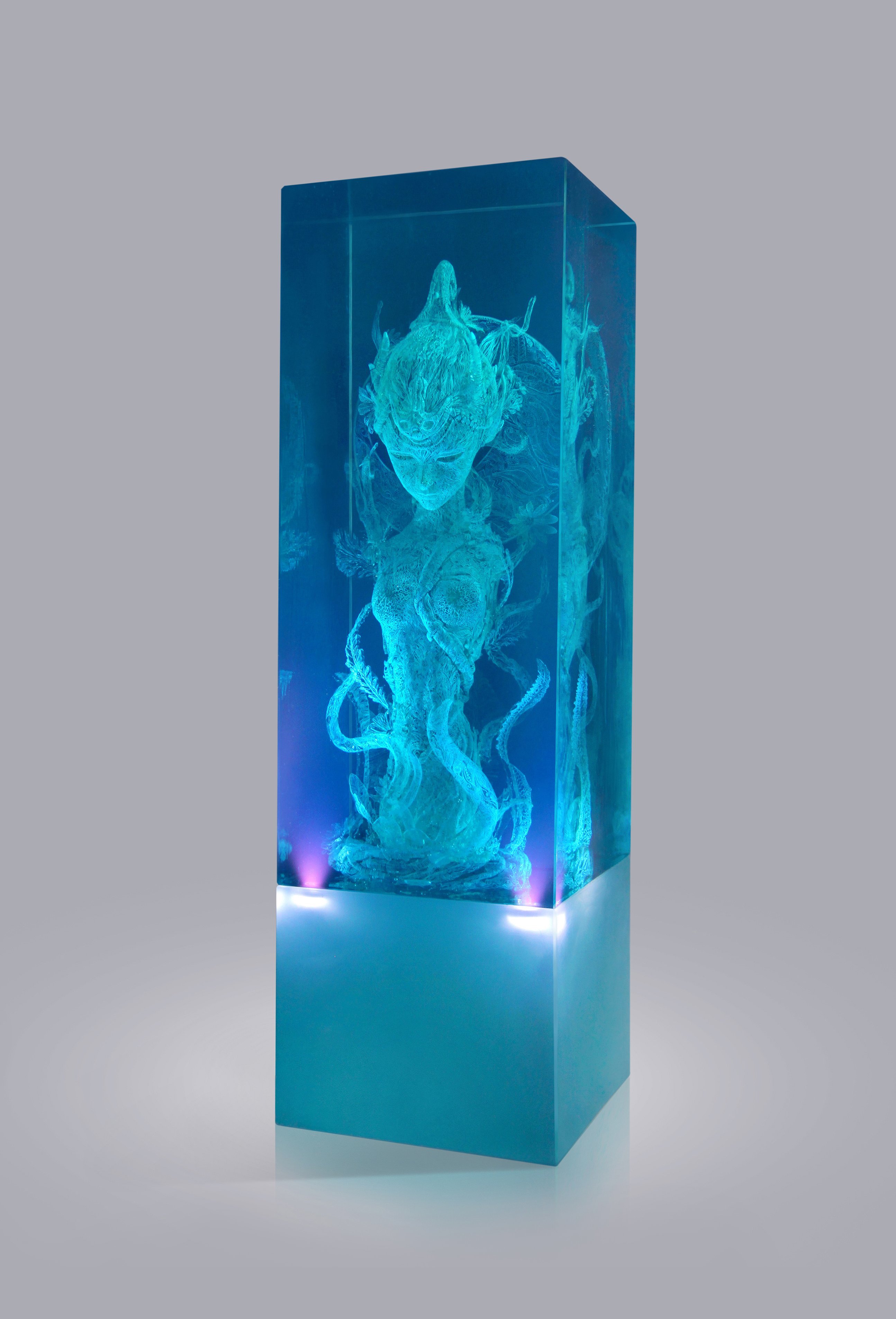 Huayu Li; Flower Soul, 2020, Original 雕塑混合, 21 x 6 inches. Artwork description: 241 Flower SoulIt is entirely a hand- made resin sculpture, creating amazing visual effects in a closed and transparent space.  Through extremely fine depictions, a dream image composed entirely of countless lines is presented.  It was inspired by the hobby of nature and film.This is a ...