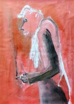 Mert Ulcay; Cigarette In The Hand, 2014, Original Painting Oil, 41 x 54 cm. 