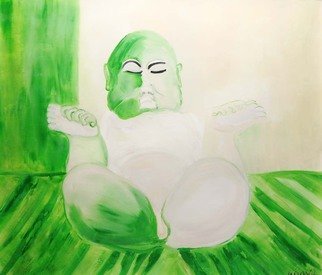 Mert Ulcay; Green Buddha, 2014, Original Painting Oil, 159 x 140 cm. 