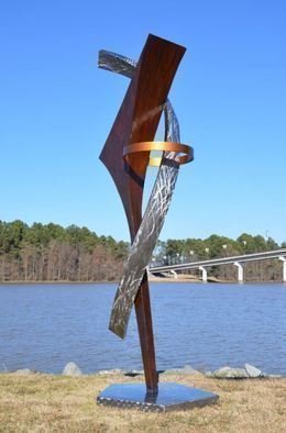 Hunter Brown, 'Escape', 2017, original Sculpture Steel, 3 x 12  x 3 feet. Artwork description: 1911 Modern metal sculpture design constructed in cor- ten steel and stainless steel. ...