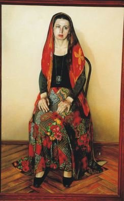 Said Ibrahimov; Sister S Portrait, 1996, Original Painting Oil, 48 x 149 cm. 