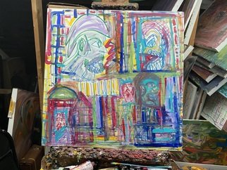 Isaac Brown; 4 Way Street, 2020, Original Painting Acrylic, 30 x 30 inches. Artwork description: 241 the different view points both in society and in each other...