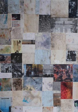 Igor Gustini; Man On Wire, 2008, Original Collage, 70 x 100 cm. Artwork description: 241  Collage on canvas ...