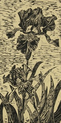 Laurie Ihlenfield; Iris , 2008, Original Printmaking Woodcut,   inches. Artwork description: 241  Black ink on cream paper, unframed ...