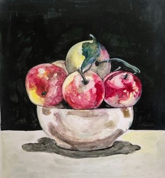 Ilda Ibro; Apples, 2018, Original Watercolor, 29 x 30 cm. Artwork description: 241 FramedWatercolorStill life ...