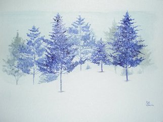 Eve Co, 'Blue Christmas', 2006, original Watercolor, 9 x 12  x 1 inches. Artwork description: 2307  Blue Christmas  ...