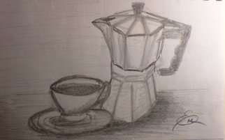 Eve Co, 'Coffee Time', 2009, original Drawing Pencil, 5.5 x 8  x 0.5 inches. Artwork description: 3495  Coffee Time - Closeup drawing study in a sketchbook - Not for Sale - I am still sketching in this 