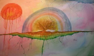 Eve Co; Fahrenheit Blow, 2011, Original Watercolor, 24 x 18 inches. Artwork description: 241  Title Fahrenheit BlowCompleted 01022011Size 24 x 18Watercolour  InkWarm  Pastel colours ...