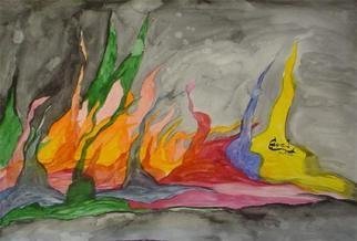 Eve Co, 'Fire Meets Water', 2003, original Watercolor, 18 x 12  x 1 inches. Artwork description: 2703 Fire meets WaterStrathmore Paper & Windsor & Newton WatercolorsJanuary 19, 2003Abstract on Fire. ...