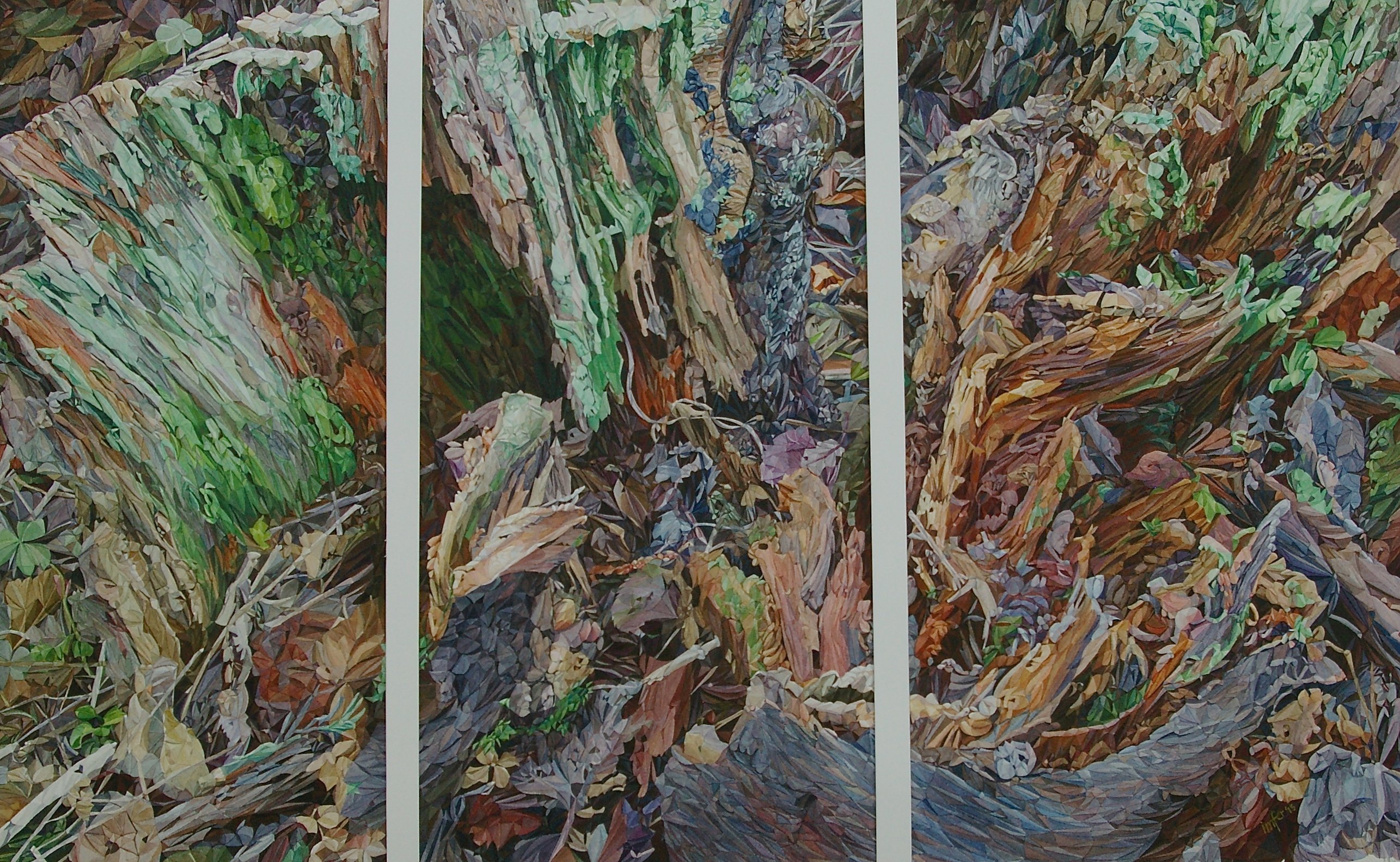 Imelda Feraille; Exodus, 2015, Original Watercolor, 80 x 50 cm. Artwork description: 241  nature, old trunk, dead...
