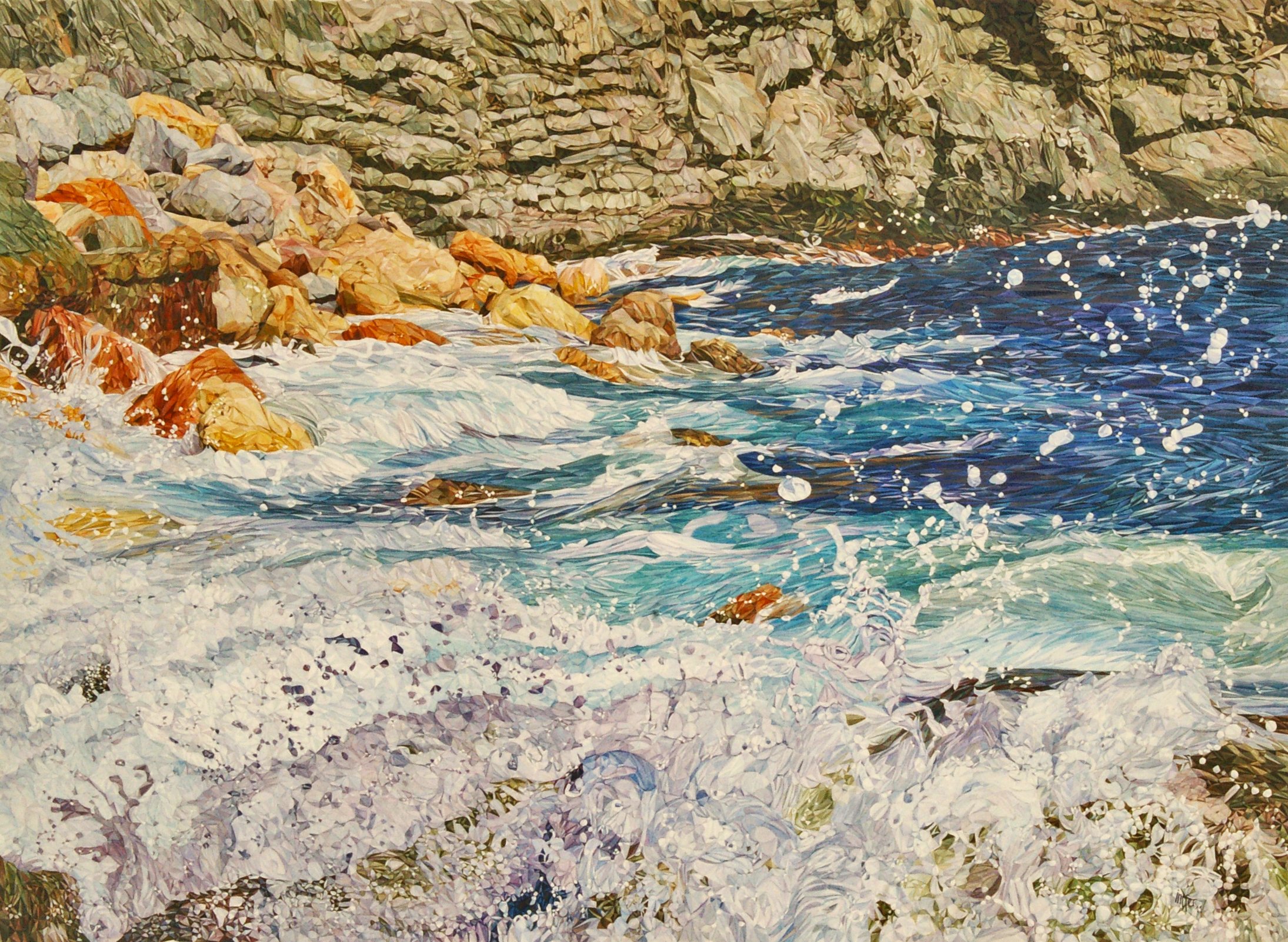 Imelda Feraille; Surf, 2011, Original Watercolor, 81 x 64 cm. Artwork description: 241  Nature elements give me inspiration. . .The wonders of the see. These is a picture of Llanca, on the coast of Costa Brava, Spain   ...