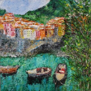 Indrani Ghosh; Cinque Terre Oil Painting, 2023, Original Painting Oil, 14 x 14 inches. Artwork description: 241 Indulge in the captivating allure of Cinque Terre with this exquisite oil painting. Immerse yourself in the timeless charm of the five picturesque Italian villages, expertly captured on canvas. Let the vibrant hues and intricate brushwork transport you to a world where colorful houses cling to rugged ...