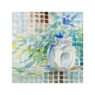 Inn-Yang Low E.h., 'Flowerpot And Blue Flower', 2012, original Watercolor, 60 x 60  x 1 cm. Artwork description: 1758   Watercolor               ...