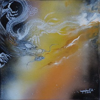 Inn-Yang Low E.h.; Nice Moon Light, 2015, Original Mixed Media, 30 x 30 inches. Artwork description: 241 lacrylique, Canvas...