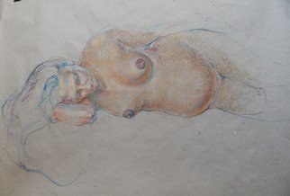 Irina Petruhina; Two, 2016, Original Pastel, 79 x 58 cm. Artwork description: 241 pastel on paper, realism, impressionism, spiritual, motherhood, nude, pregnant woman, child, love...