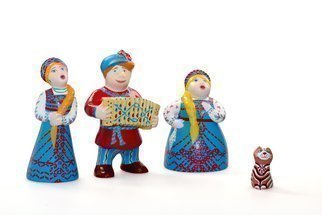 Irina Maiboroda, 'A Song', 2015, original Sculpture Ceramic, 15 x 10  x 15 cm. Artwork description: 1758 folk, Russiantoys, ceramic, cat, funny, music, playing, traditional, handcraft ...
