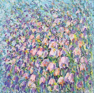 Irina Maiboroda; A Touch Of Spring, 2018, Original Painting Acrylic, 19 x 19 cm. Artwork description: 241 spring, spring feeling,  impressionism, violet,  rose, blue, nature, bell- flower...