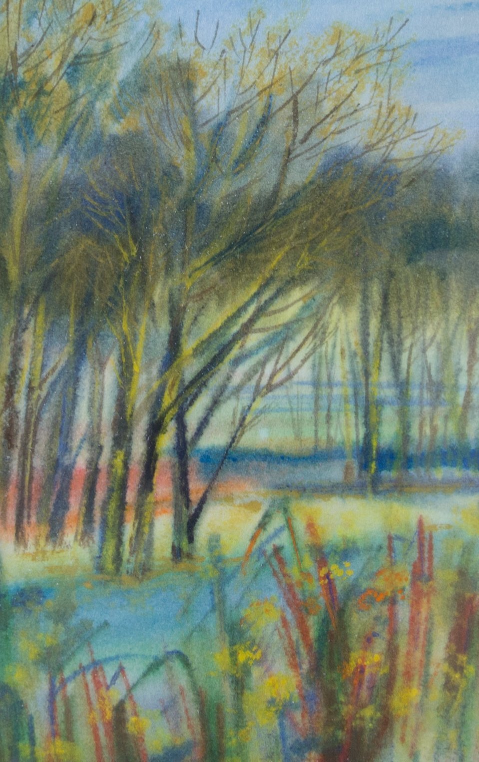 Irina Maiboroda; Almere, 2006, Original Watercolor, 9 x 15 cm. Artwork description: 241 nature, landscaped, impressionism, watercolor, dutch, Netherlands, seasons...