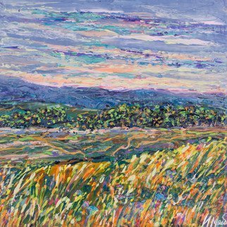 Irina Maiboroda; August, 2018, Original Painting Acrylic, 13 x 13 cm. Artwork description: 241 landscape, impressionism, foothill, Caucasus, nature, flowers, sunset, evening, acrylic ...