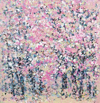 Irina Maiboroda, 'Spring Is Coming', 2017, original Mixed Media, 25 x 25  cm. Artwork description: 1758 landscape, abstract, imaginary, impression, colorful, forest, sakura, spring, ...