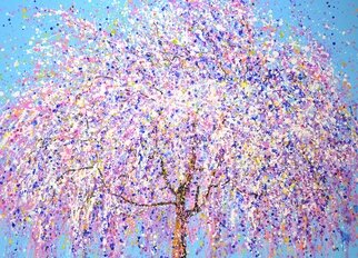 Iryna Kastsova; Blooming Sakura, 2022, Original Painting Acrylic, 130 x 90 cm. Artwork description: 241 Blooming sakura 5.  Japanese tree.  Acrylic paints in soft pink, baby blue, baby purple, lilac, white creamy pink splattered and splattered, creating a sense of shimmer, movement, and beautiful life.  Colors create an atmosphere of relaxation, harmony and romance.  expressionism.  Nature is an inexhaustible source of inspiration.  ...