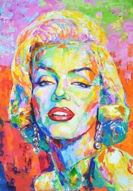 Iryna Kastsova; Marilyn Monroe 2, 2021, Original Painting Acrylic, 90 x 130 cm. Artwork description: 241 Marilyn Monroe 2.  American film actress, singer and model.  An iconic image of American cinema and the entire world culture.  Painted in a modern style with brushes and a palette knife.  Pop Art.  Expressionism.  Modern.  Abstract.  Realism.  A bright palette of colors was used red, yellow, green, ...