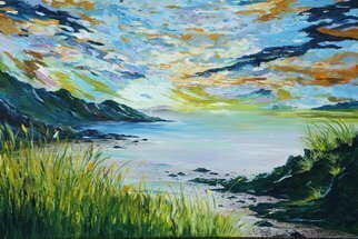 Conor Murphy; Sailing By Lovers Cove Kinsale, 2018, Original Painting Acrylic, 36 x 24 inches. Artwork description: 241 Made with Tubes of Passion in IrelandThis is a beautiful beach situated in Kinsale Co Cork, Ireland.It is a rich impasto  textured  acrylic painting on Winsor   Newton Cotton, with Warp resistant Kiln- dried solid wood stretcher barsOne sailing boat is off in the distance....