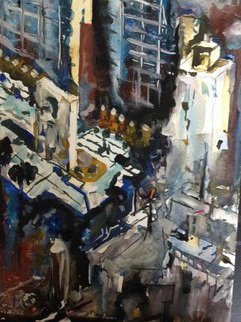 Issam Tewfik; City View From Above, 2014, Original Watercolor, 9 x  inches. Artwork description: 241  A lovely view of the city from above     ...