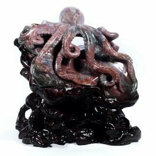 Joan Lee; Octopus Carving, 2012, Original Sculpture Stone, 340 x 137 mm. Artwork description: 241 13. 39 Natural Indian Agate Octopus Carving Collectibles Decor Gift AW09Size: 340x265x137mm 13. 39 x10. 43 x5. 39 Weight: 5504g+2988g 12. 23Lb+6. 64Lb Material: Indian AgateIt is an excellent Octopus carving artwork.Carved from a natural whole piece of stone.Demanding Carving   Good ...
