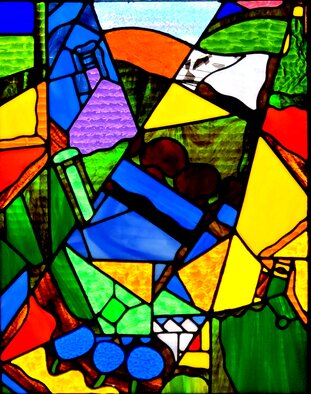 Iva Kalikow; Landscape With Houses, 2022, Original Glass Stained, 22 x 27 inches. Artwork description: 241 This glass art panel inspired by Juan Gris includes 161 hand- cut pieces of 24 different colors and textures of glass.  Gris refined traditional Cubism developing a very personal and unique approach skillfully expressing himself with a bright color palette.  This inspired me to not only do ...