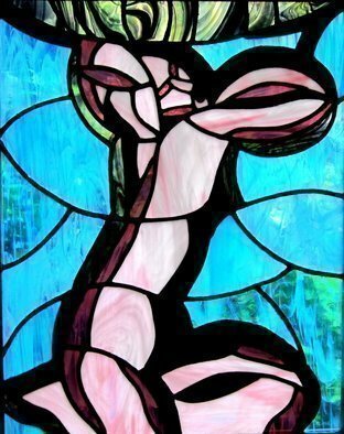 Iva Kalikow; Sculpted Woman, 2017, Original Glass Stained, 22 x 27 inches. Artwork description: 241 This leaded stained glass art panel is inspired by Modigliani Caryatid Ii.  Modigliani did many drawings of sculpted female figures and for this leaded stained glass panel, I was inspired to use waterglass and iridescent glass to add sensuousness to the form.  This panel includes 100 hand- ...