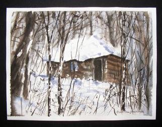 Ivan Grozdanovski; Landscape, 2013, Original Watercolor, 20 x 15 cm. Artwork description: 241   brvnara u snegu     ...