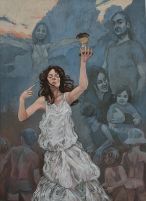 Ivan Kocich; Time, 2011, Original Painting Oil, 100 x 140 cm. Artwork description: 241  portrait nude girl figure figurative symbolism realism ...