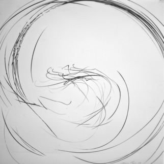 Jaanika Peerna; MaelstomSeries2, 2009, Original Drawing Other, 36 x 36 inches. Artwork description: 241  Line round abstract flow circle gesture movement black and white space air ...