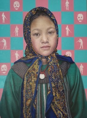 James Earley; A Child Of Kashmir, 2021, Original Painting Oil, 70 x 100 cm. Artwork description: 241 I wanted to paint a portrait of a child who has grown up in Kashmir during the recent unrest in the area.  In 2019 the Indian Government revoked Article 370 which meant that Kashmir would lose its own constitution and would be ruled by India.  This was ...