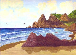 James Parker; Punta Comita, 2003, Original Painting Acrylic, 11 x 8 inches. Artwork description: 241 Comet Point, Mazunte Mexico. From this point the sun actually rises out of the pacific in the east and crosses and expansive southern sea to set finally in the western pacific. It is the longest expanse of sea, from land I' ve ever seen. Also, the little ...