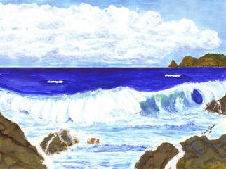 James Parker; Rocks And Wave, 2003, Original Watercolor, 9 x 7 inches. 