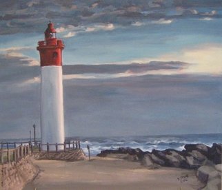 Janet Page; Umhlanga Lighthouse, 2014, Original Painting Oil, 73 x 64 cm. Artwork description: 241   Lighthouse, sky, sea, shoreline, African seascape, Umhlanga Rocks Lighthouse, Durban, South Africa ...
