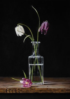 Jan Teunissen; Kievit Flowers, 2018, Original Painting Oil, 35 x 25 cm. Artwork description: 241 flowers spring wite ...