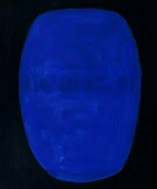 Jan-Thomas Olund; Blue Light And Darkness, 2017, Original Painting Oil, 38 x 46 cm. Artwork description: 241 Oil on canvas.  A shape the blue color may be adazzling darkness or the coloring of colors with light and darkness...