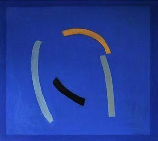 Jan-Thomas Olund; Blue No 6 Falling, 2020, Original Painting Oil, 82 x 73 cm. Artwork description: 241 Ultramarine and cobalt blue two colors that form the basis for a new series of paintings. Blue colors is searching simple shapes  Falling  is a variation of blue no 2. ...