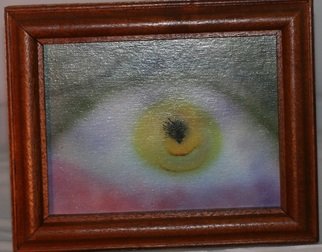 Joseph Antrobus; Monster Eye, 2019, Original Painting Acrylic, 11 x 9 inches. Artwork description: 241 Mahogany framed Acrylic based painting depicting monsteraEURtms eye ...