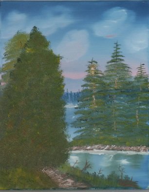 Joseph Antrobus; Mountainous Lake, 2019, Original Painting Oil, 20 x 16 inches. Artwork description: 241 Oil based painting depicting mountain lake in the Midwest...