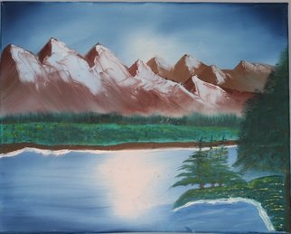 Joseph Antrobus; Mountainside Lake, 2019, Original Painting Oil, 20 x 18 inches. Artwork description: 241 Oil  based painting depicting clear, sunny day of                                Mountainside lake...