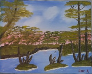 Joseph Antrobus; Sunny Florida Swamp, 2019, Original Painting Oil, 20 x 16 inches. Artwork description: 241 Oil based painting depicting sunny day in the Florida Swamp...