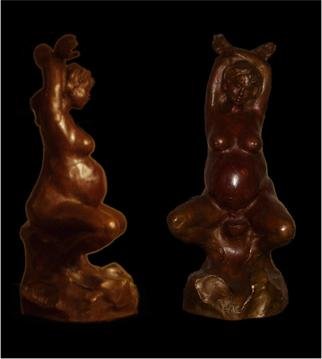 Bruce Naigles; Untitled, 2005, Original Sculpture Bronze, 5 x 11 inches. Artwork description: 241  So it is in the beginning, the easy mood of this mother in waiting foreshadows the coming of a peaceful son.These are 2 views of the same sculpture. The measurements and weight are approximate. . ....